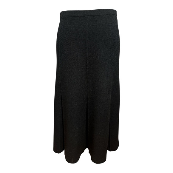 80s 2PC CASTLEBERRY KNIT BLACK JACKET W GOLD TONE TRIM & BUTTONS & PLEAT SKIRT - Picture 6 of 10